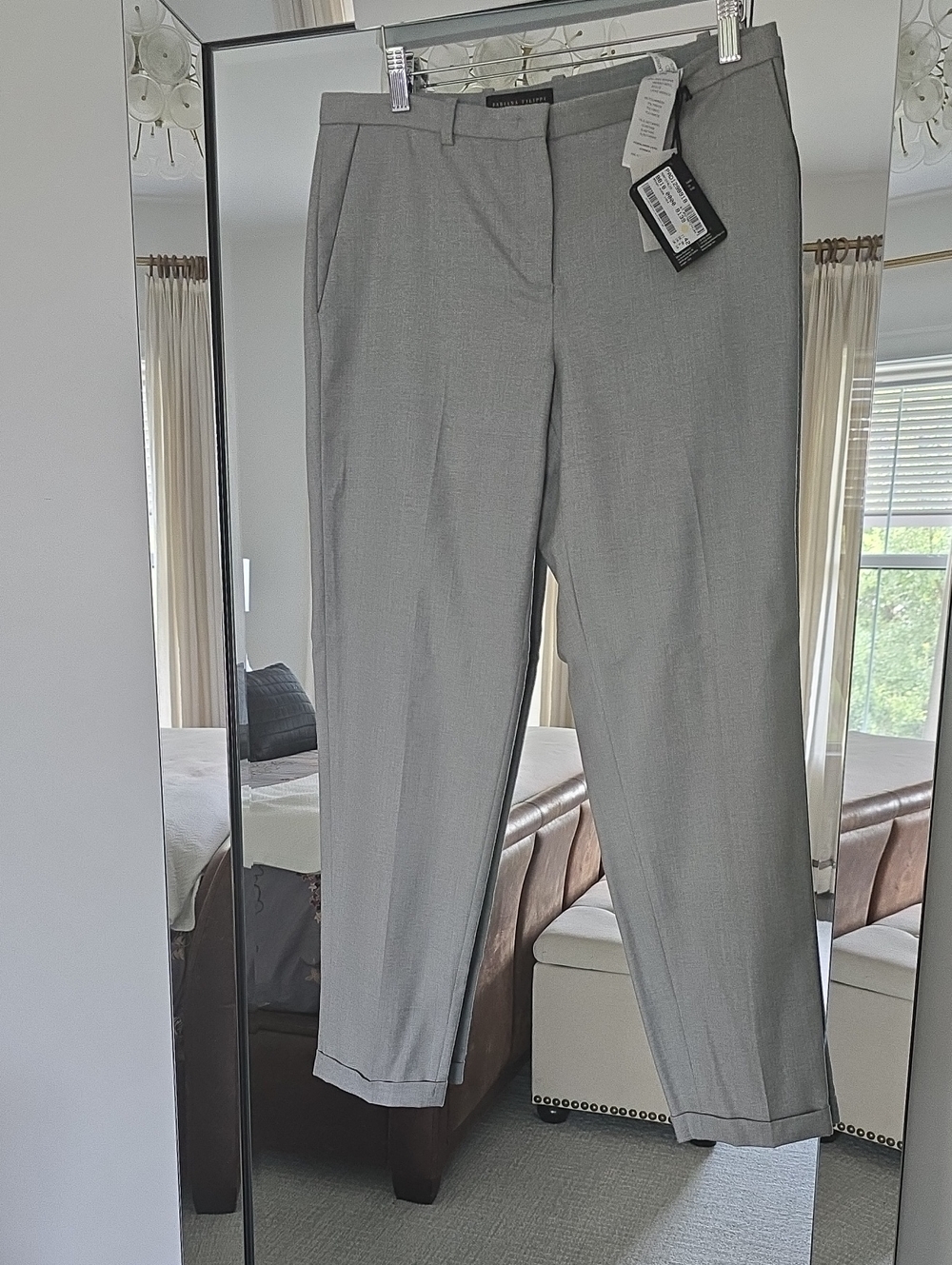 Women's Light Gray Cropped Dress Pants - Classic Ankle Trousers